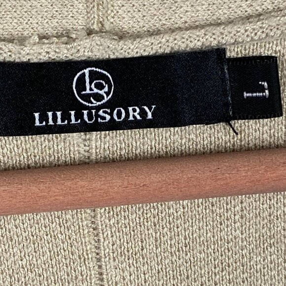 Lillusory Womens Long Sleeve Open Duster Cardigan Coatigan Sz L Beige Oversized - Picture 6 of 11